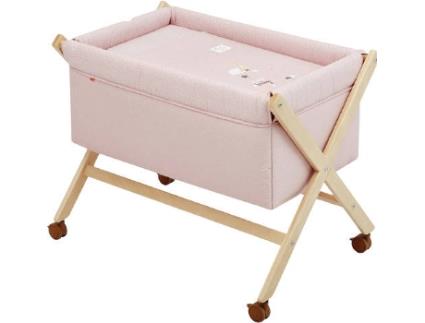 Berço de Madeira  Be Moon Lua Natural Rosa (55x87x74 cm)
