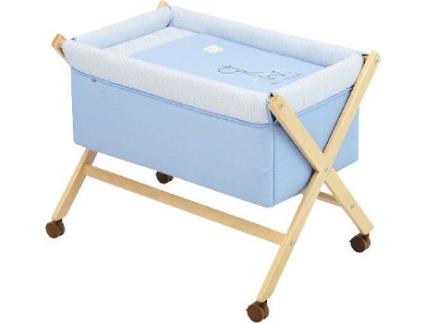 Berço de Madeira  Be Giraffe Girafa Natural Azul (55x87x74 cm)