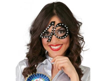 Óculos de Festa  40 Anos Preto com Brilhantes (Tamanho único)