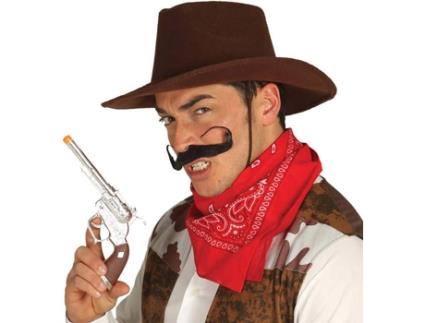 Bigode  Encaracolado Preto De Cowboy (Tam: Tamanho Único)