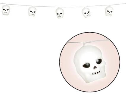 Decorações de Halloween  Grinalda de 12 Caveiras com Luz (180 cm)