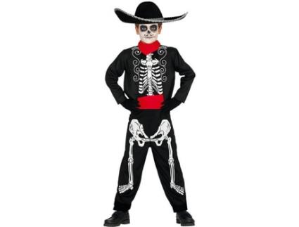 Fato de Menino  Esqueleto Mariachi (Tam: 10 a 12 Anos)