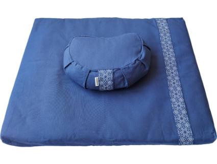 Conjunto de Meditação SAMARALI com Almofada Crescente (Algodão - Azul - 22 x 90 x 70 cm)