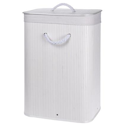 Cesto de Roupa Bamboo Dobrável Branco