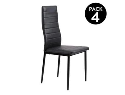 Conjunto de 4 Cadeiras DUEHOME (Preto - Polipele, Metal - 44 cm x 98 cm x 43 cm)