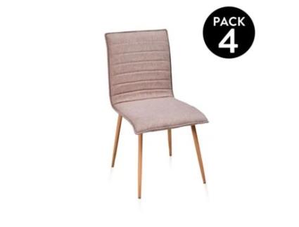 Conjunto de 4 Cadeiras DUEHOME (Bege - Tecido, Madeira - 53 cm x 87 cm x)