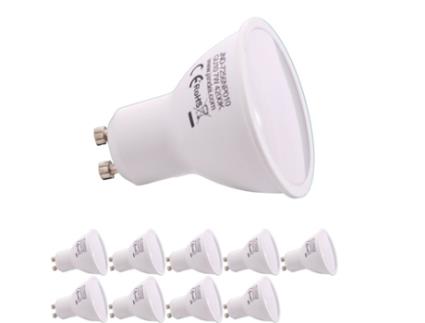 Pack de 10 Lâmpadas Led JANDEI 7W (50 x 50 mm - Branco)