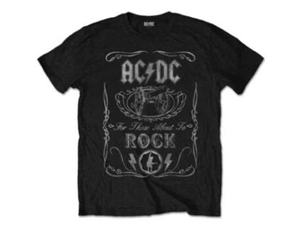 T-Shirt ROCK OFF Ac/Dc - Vintage Cannon Swig Preto (Tamanho: 5--6 Anos)