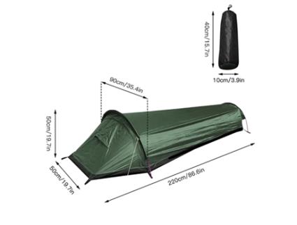 Tenda ultraleve de acampamento, mochila de viagem única, barraca verde do exército 100% saco de dormir à prova d'água