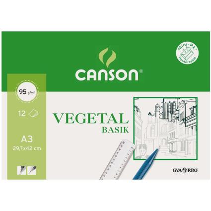 Bloco Papel Vegetal Guarro® Basik® A3, 90/95 g/m², 12 Folhas, Translúcido