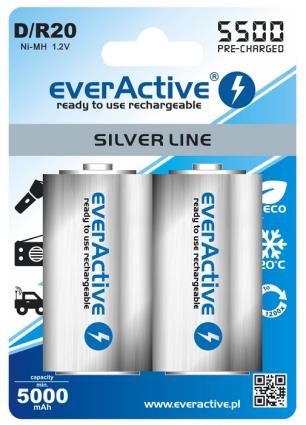 Blister 2 Pilhas Recarregaveis NI-MH - D / R20 1,2V 5500mAh (min 5000mAh) RTU - 