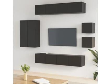 vidaXL Conjunto móveis de TV 8 pcs madeira processada preto