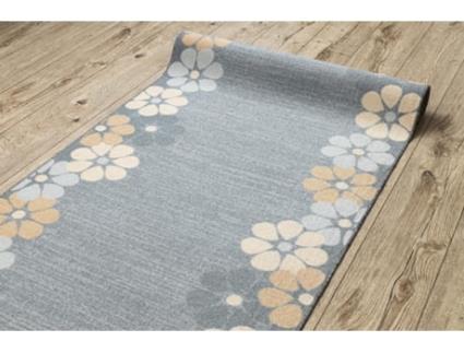 Passadeira Antiderrapante Cube Flor, A Goma Cinzento 133 cm