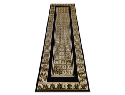 Tapete, Passadeira Gloss Moderno 6776 86 À Moda, Quadro, Grego Preto / Ouro (80 x 200 cm)