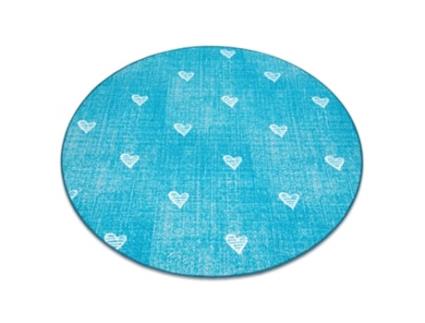 Tapete Para Crianças Hearts Circulo Jeans, Vintage Corações - Turquês (circulo 170 cm)