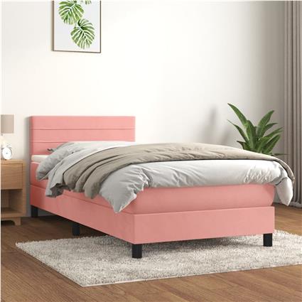 vidaXL Cama com molas/colchão 90x190 cm veludo rosa