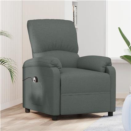 vidaXL Poltrona elevatória tecido cinzento-escuro