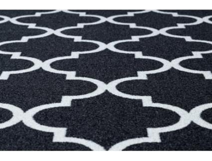 Passadeira Base Antideslizante Trevo Marroquino 80 cm Preto Trellis 30350