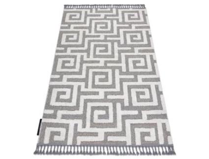 Tapete Maroc P655 Labirinto, Grego Cinzento/Branco Franjas Berbere Marroquino Shaggy (200 x 290 cm)