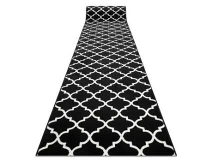Passadeira Bcf Morad Trelis Treliças Marroquinas Preto / Creme 100 cm