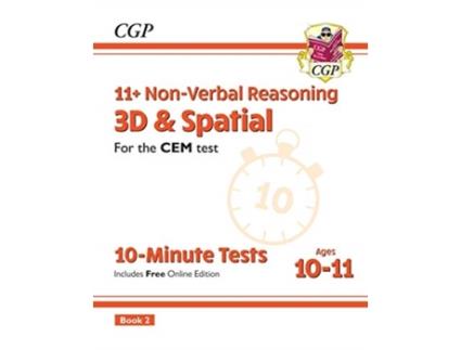 Livro 11+ cem 10-minute tests: non-verbal reasoning 3d & spatial - ages 10-11 book 2 (with online ed) de cgp books (inglês)