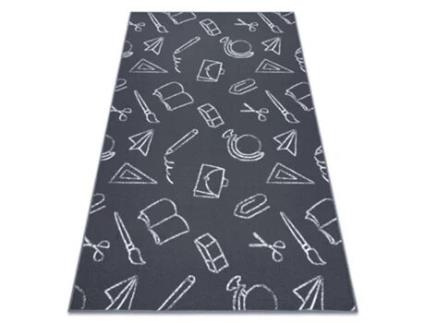 Tapete Para Crianças School Escola Cinzento (100 x 250 cm)