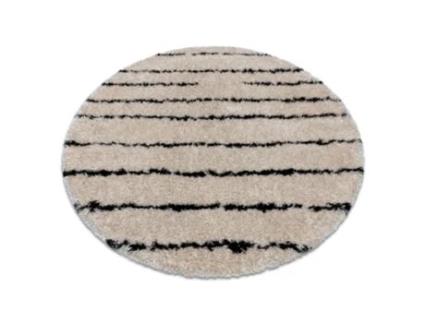 Tapete Fluffy 2371 Circulo Shaggy Listras - Creme/Antracite (circulo 120 cm)