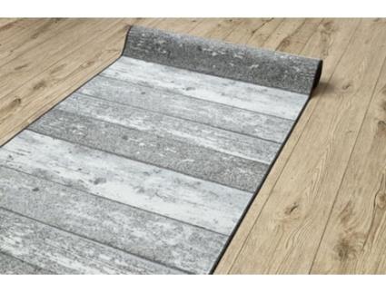 Alcatifa Do Corredor com Reforço de Borracha 110 cm Madeira, Borda Cinzento