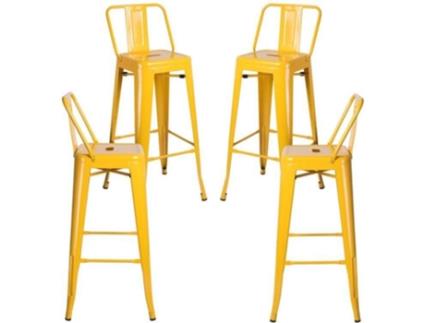 Pack 4 Bancos  Torix (Amarelo - 43 x 100 x 43 cm - Aço Reforçado)