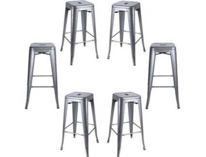 Pack 6 Bancos  Torix (Cinzento - 42 x 76 x 42 cm - Aço Reforçado)