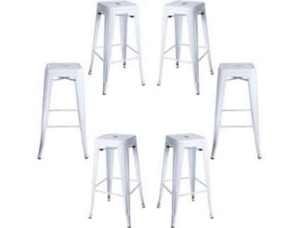 Pack 6 Bancos  Torix (Branco - 42 x 76 x 42 cm - Aço Reforçado)