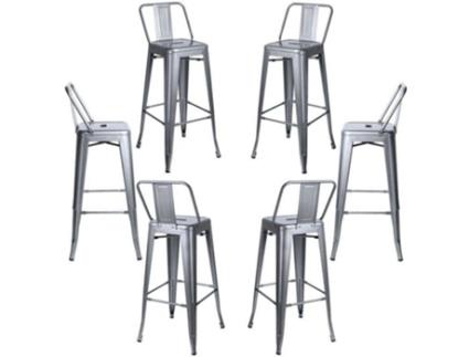Pack 6 Bancos  Torix (Cinzento - 43 x 100 x 43 cm - Aço Reforçado)