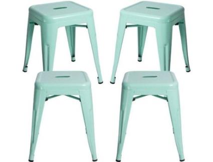 Pack 4 Bancos  Torix (Verde - 40 x 45 x 40 cm - Aço Reforçado)