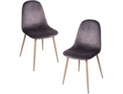 Pack 2 Cadeiras  Teok (Cinzento - 39 x 84 x 42 cm - Veludo - Aço Reforçado)