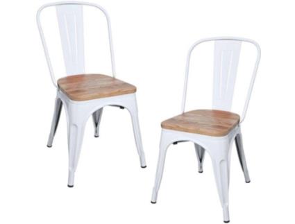 Pack 2 Cadeiras  Torix (Branco - 46 x 85 x 46 cm - Aço Reforçado - Madeira)