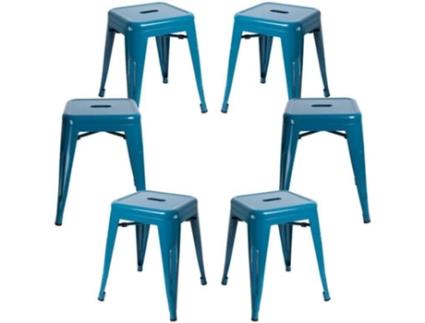 Pack 6 Bancos  Torix (Verde - 40 x 45 x 40 cm - Aço Reforçado)