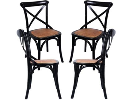 Pack 4 Cadeiras  Altea (Preto - 43 x 87 x 45 cm - Madeira - Junco)