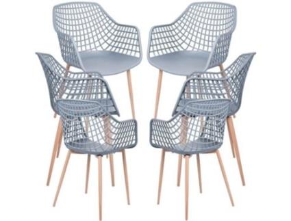 Pack 6 Cadeiras  Riva (Cinzento - 41 x 84,5 x 45 cm - Polipropileno - Aço)