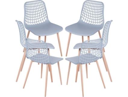 Pack 6 Cadeiras  Riva (Cinzento - 44 x 81 x 48 cm - Polipropileno - Aço)