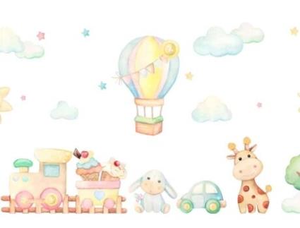 Fotomural DOBOXA  Brinquedos Em Tons De Aquarela - Tamanho: 400x280 cm