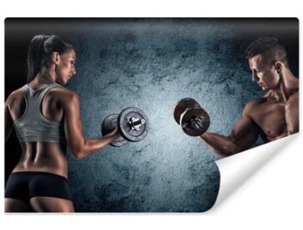 Fotomural DOBOXA  Homem Musculoso Uma Mulher Atlética - Tamanho: 520x318 cm
