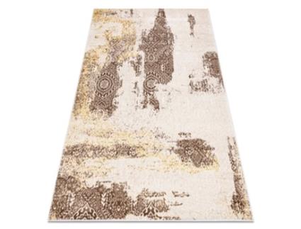 Tapete Mefe Moderno 8731 Roseta Vintage - Structural Dois Níveis de Lã Cinza Bege (160 x 220 cm)