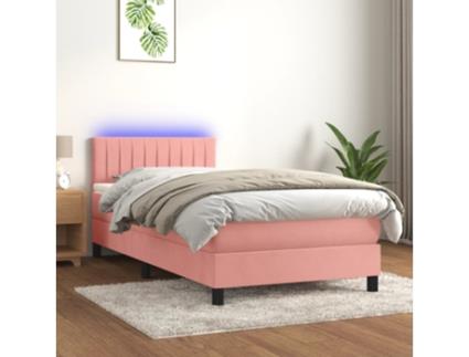 Cama Box Spring VIDAXL (Rosa - Veludo - 203 x 90 x 88 cm)