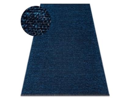 Tapete Florence 24021 Uma Cor, Glamour, Tecido Plano, Franjas - Azul Escuro (155 x 220 cm)