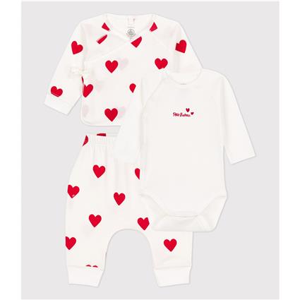 Petit Bateau Conjunto de 3 peças, estampado aos corações