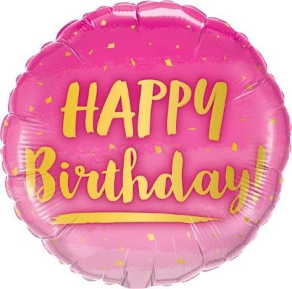 Balão Foil 18 Happy Birthday Pink & Gold