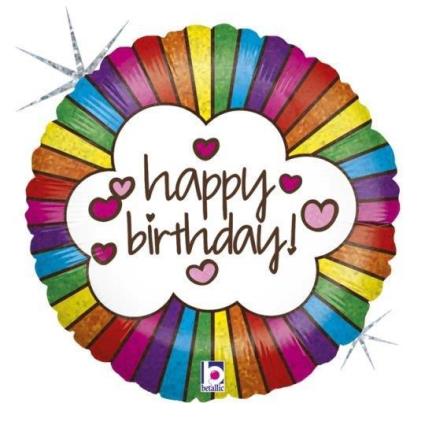 Balão Foil 18 Retro Rainbow Birthday