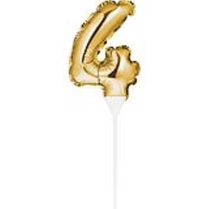 Topo De Bolo Mini Balão Foil Nº 4 - Ouro