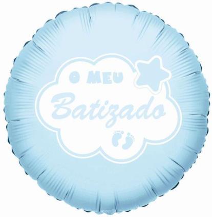 Balão Foil 18 O Meu Batizado - Azul