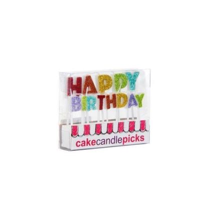 Velas Glitter Happy Birthday - Rainbow